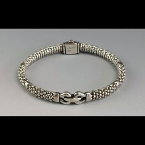 Lagos Caviar Sterling Silver Derby Buckle Bracelet w/ Pouch 7”